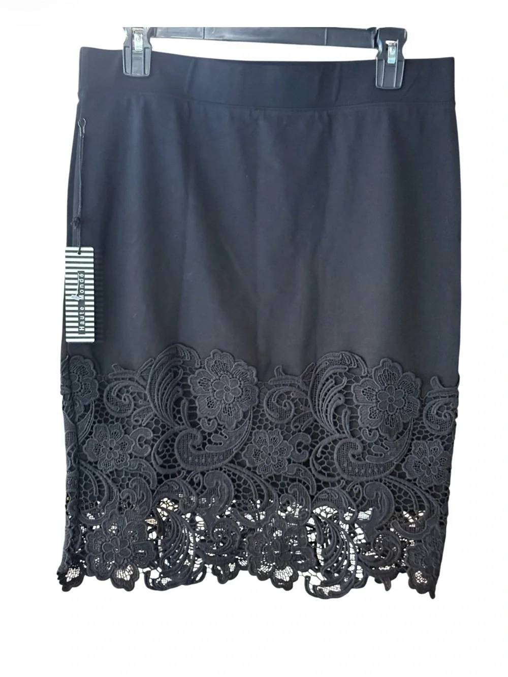 Haute Monde Black Floral Lace Pencil Skirt NWT Size XL